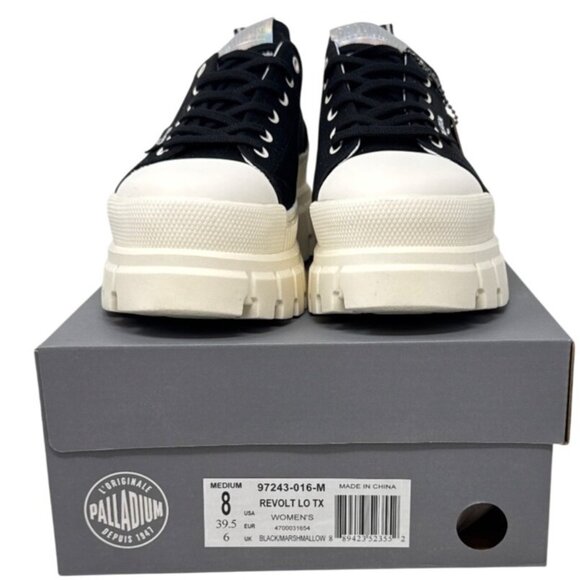 Palladium Revolt Lo Tx Women's Black/White/Marshmallow Chunky Sneakers Size 8 97 - Picture 4 of 6